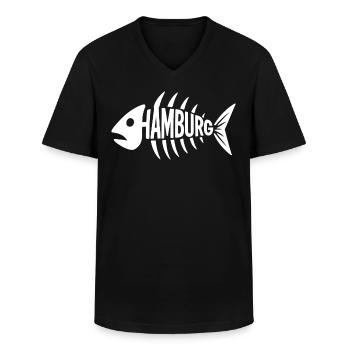 Hamburger Grätenkult - Männer-T-Shirt mit V-Ausschnitt - Schwarz - Vorne - AI Model Male 178 dark (178cm)