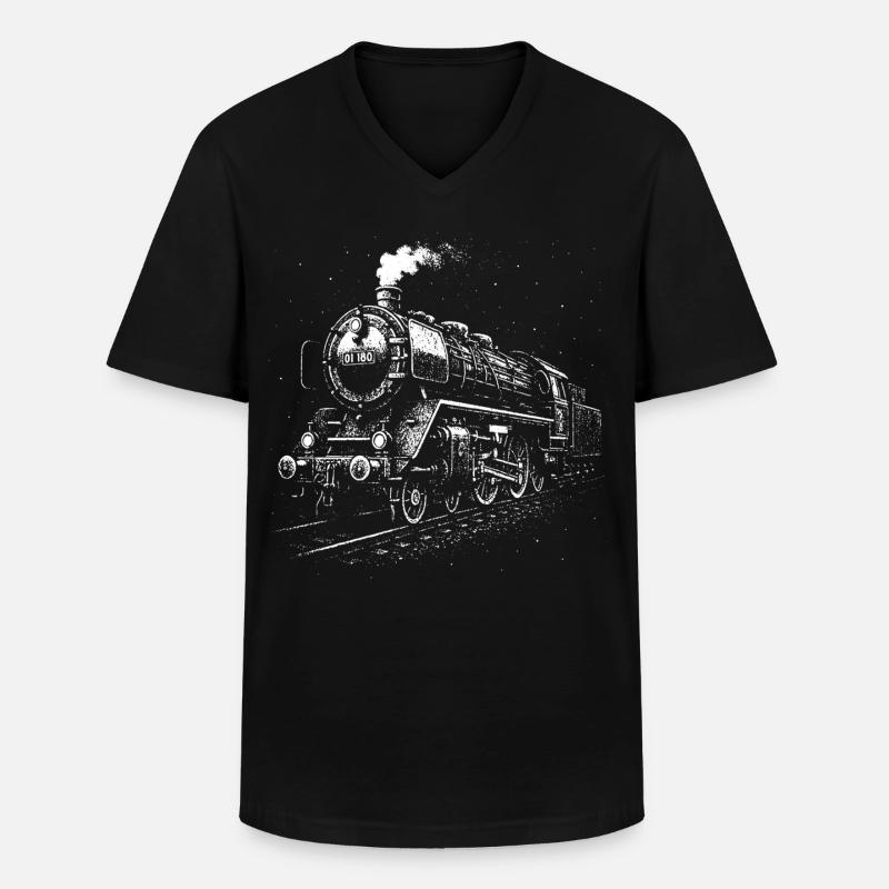 Géant d’acier la nuit - T-shirt col V Homme - noir