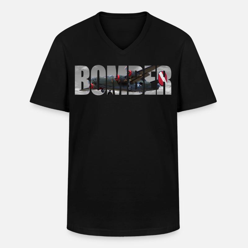 Bomber B-24 Liberator - Männer-T-Shirt mit V-Ausschnitt - Schwarz
