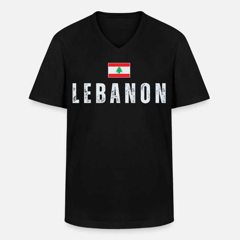 Stolzer Libanese, Flagge des Libanon - Männer-T-Shirt mit V-Ausschnitt - Schwarz