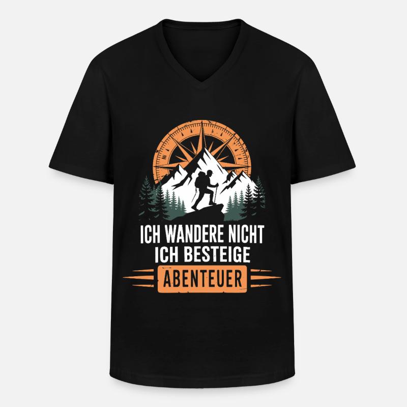 Wandern Abenteuer Wander Shirt - Männer-T-Shirt mit V-Ausschnitt - Schwarz