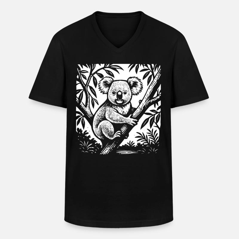 Tropen-Koala Klassik - Männer-T-Shirt mit V-Ausschnitt - Schwarz