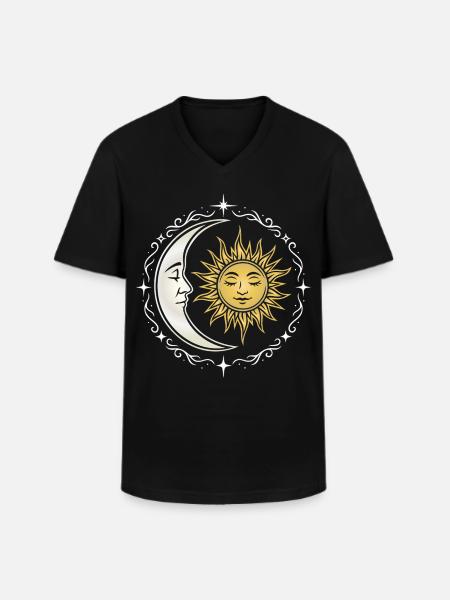 Sun and Moon - Spiritual Symbol - Men's V-Neck T-Shirt - black