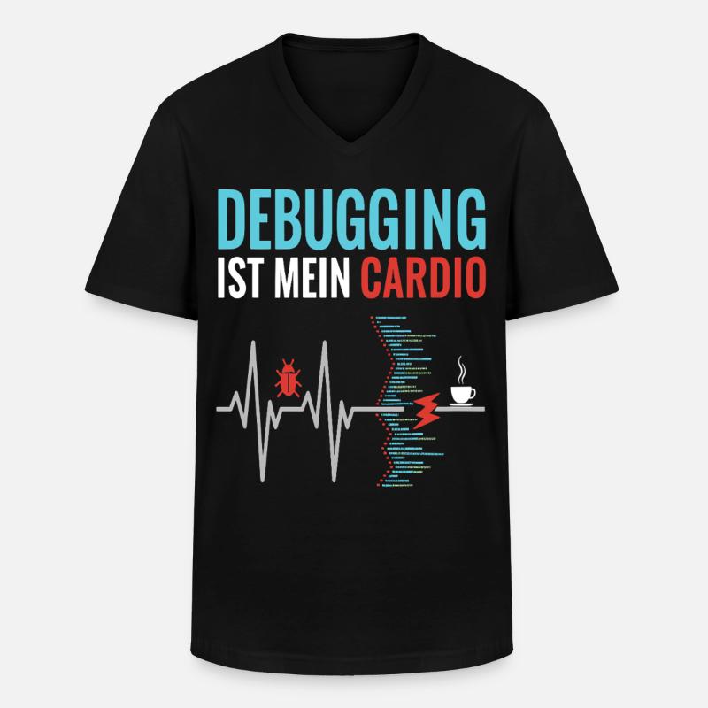 Debugging ist mein Cardio - Programmierer Nerd - Männer-T-Shirt mit V-Ausschnitt - Schwarz