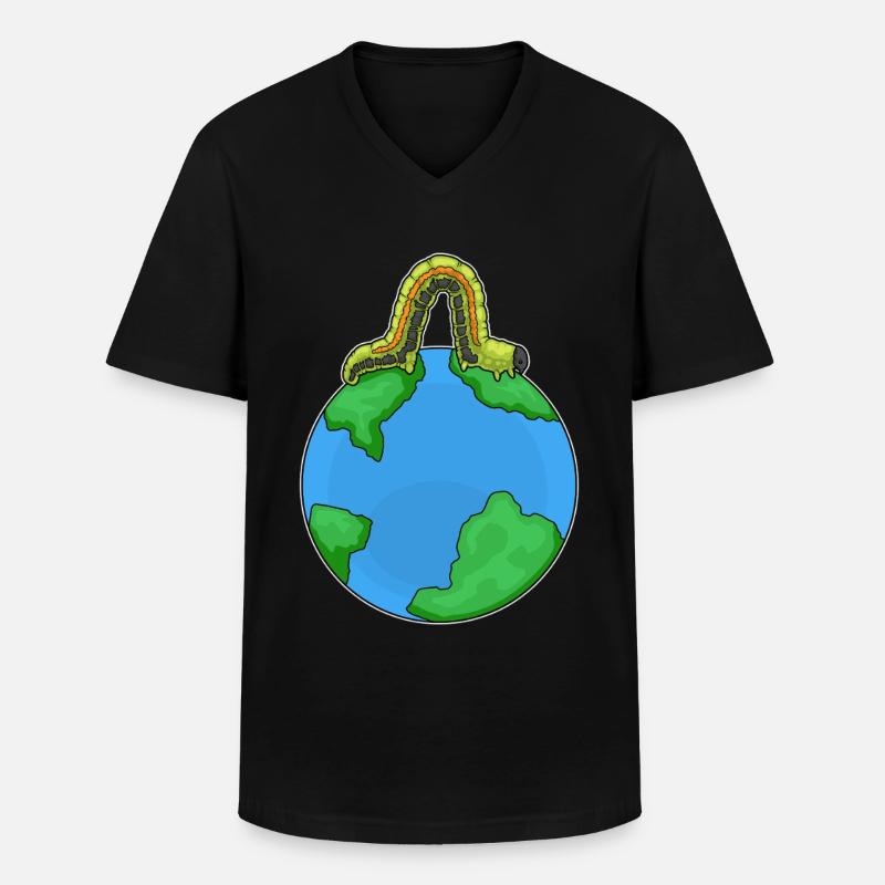 Raupe Erde - Männer-T-Shirt mit V-Ausschnitt - Schwarz