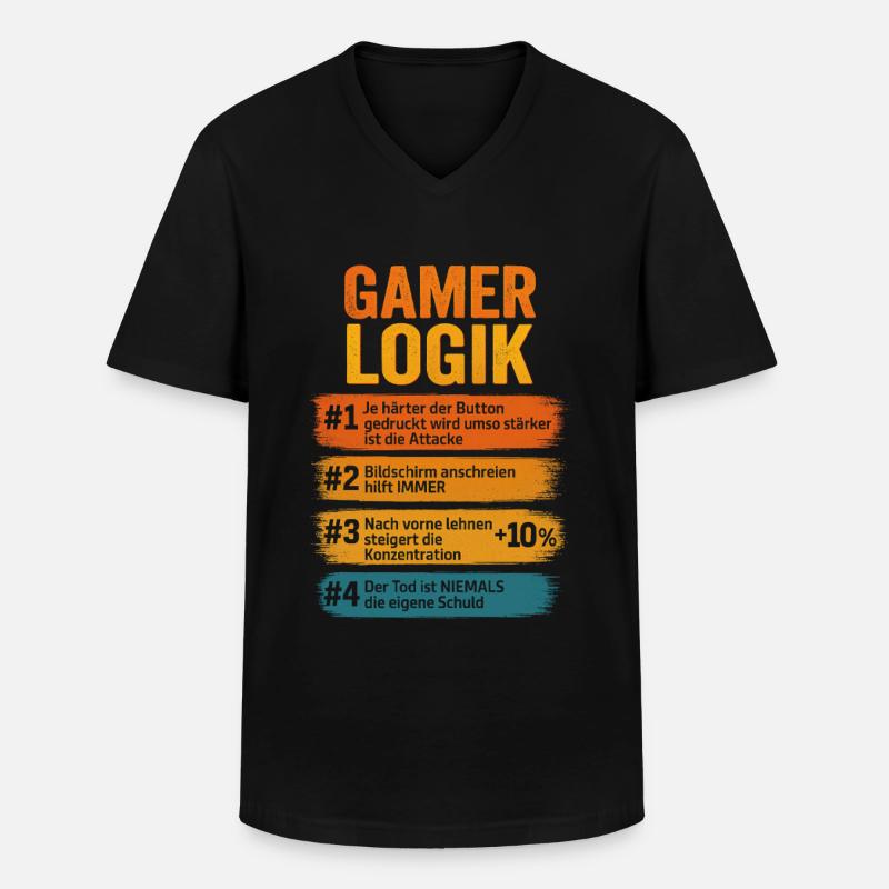 Gamer Logik Computer PC Controller Zocker - Männer-T-Shirt mit V-Ausschnitt - Schwarz