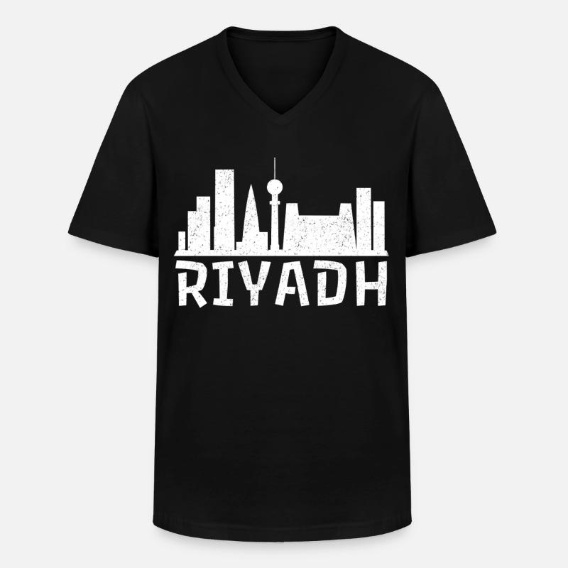 Riyadh Skyline Bold - Männer-T-Shirt mit V-Ausschnitt - Schwarz