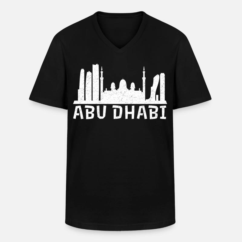 Abu Dhabi Skyline Vibes - Männer-T-Shirt mit V-Ausschnitt - Schwarz