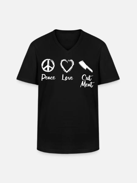 Peace Love Cut Meat - Men's V-Neck T-Shirt - black