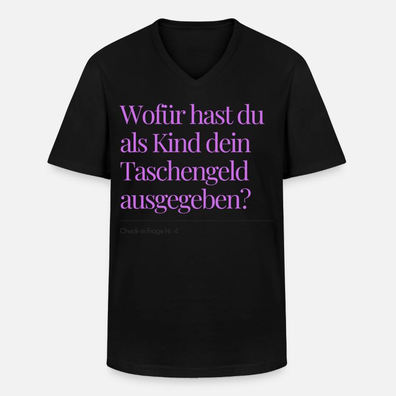 Check-in Frage Nr. 4 - Männer-T-Shirt mit V-Ausschnitt - Schwarz