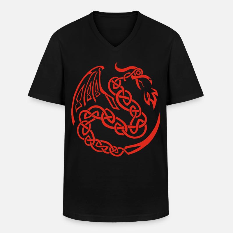 Roter keltischer Drache - Männer-T-Shirt mit V-Ausschnitt - Schwarz
