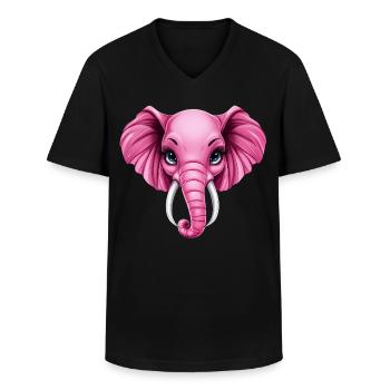 süßer pink rosa Elefant :) - Männer-T-Shirt mit V-Ausschnitt - Schwarz - Vorne - AI Model Male 178 dark (178cm)