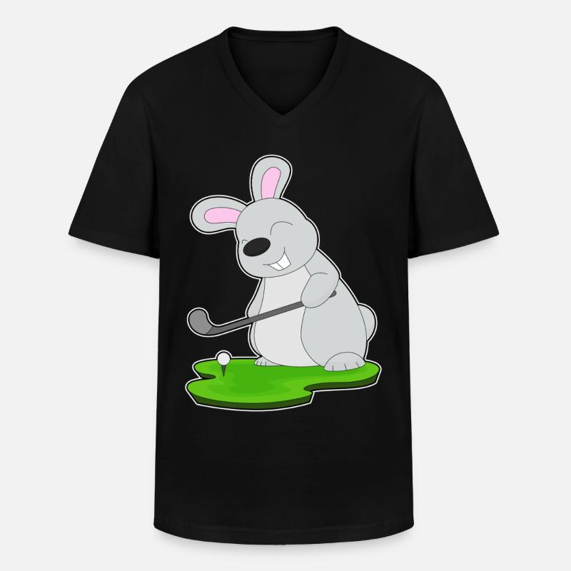Hase Golf Golfschläger - Männer-T-Shirt mit V-Ausschnitt - Schwarz