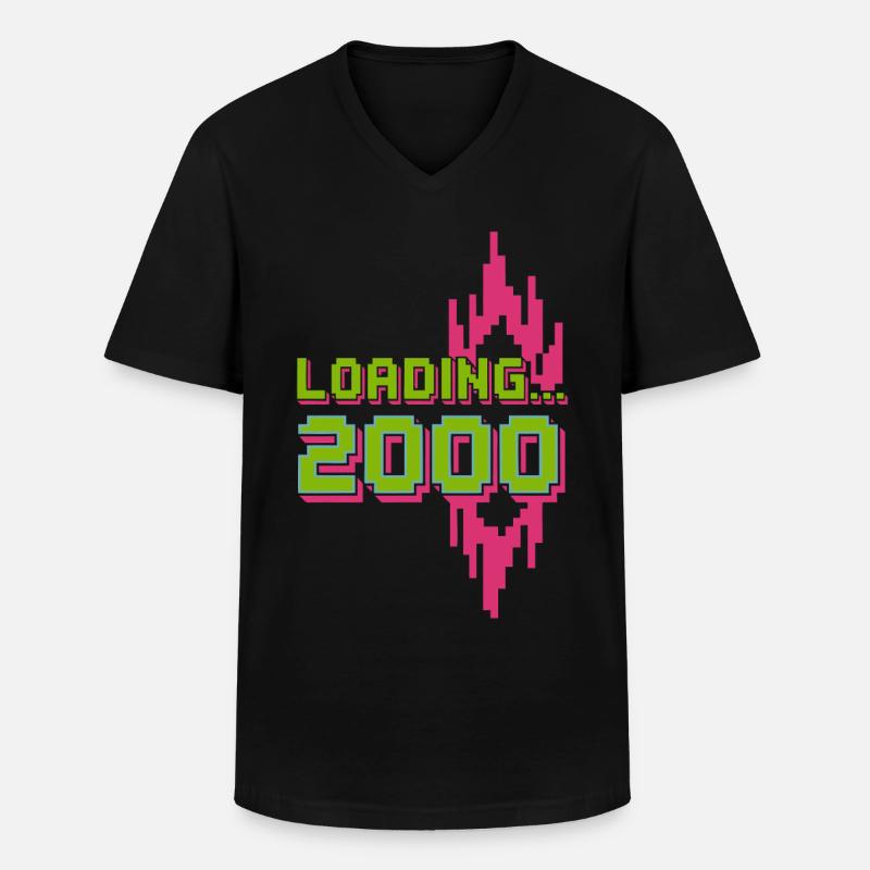 Retro Pixel Loading 2000 Design - Männer-T-Shirt mit V-Ausschnitt - Schwarz