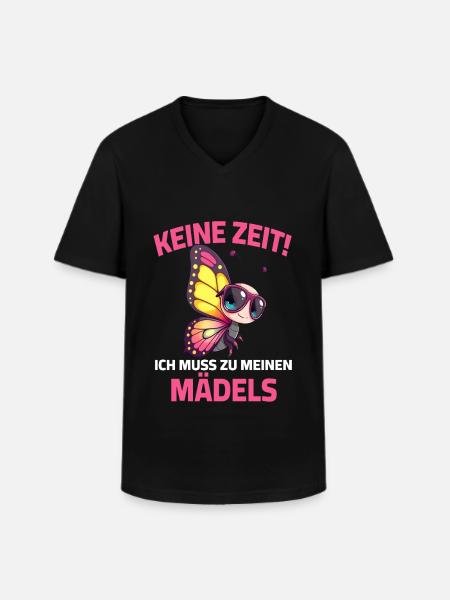 Bunte Schmetterlingsmotive mit Spaßschrift - Männer-T-Shirt mit V-Ausschnitt - Schwarz