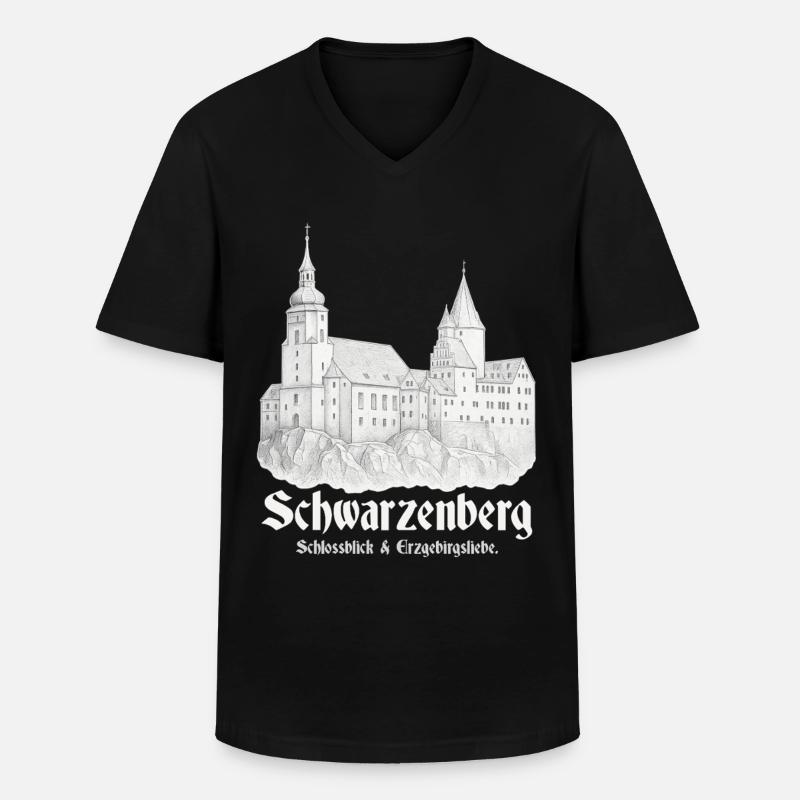 Schwarzenberg Schlossblick - Männer-T-Shirt mit V-Ausschnitt - Schwarz