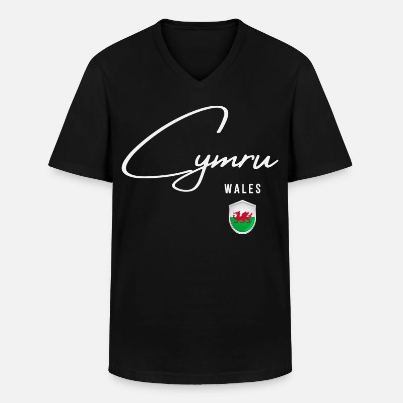 Wales, minimalistisches, elegantes Design - Männer-T-Shirt mit V-Ausschnitt - Schwarz