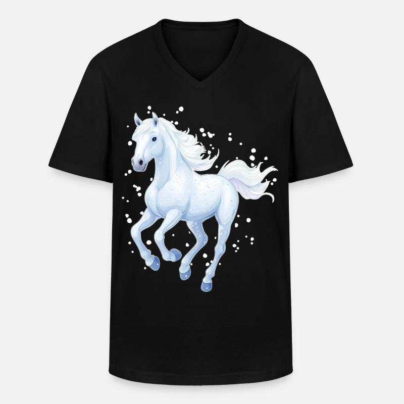 Pferd mit Schneeflocken - Männer-T-Shirt mit V-Ausschnitt - Schwarz