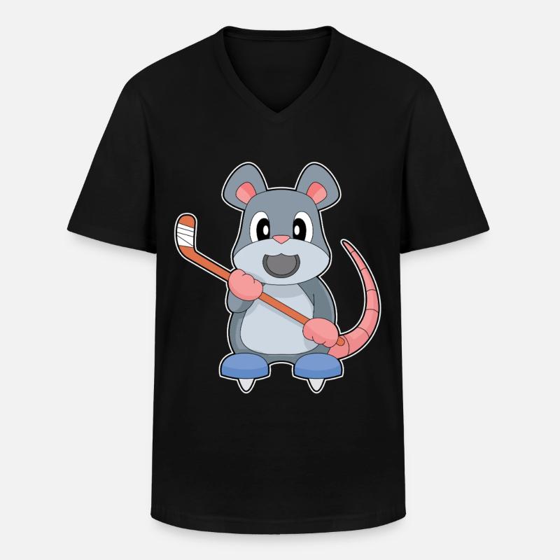 Maus Eishockey Eishockeyschläger - Männer-T-Shirt mit V-Ausschnitt - Schwarz