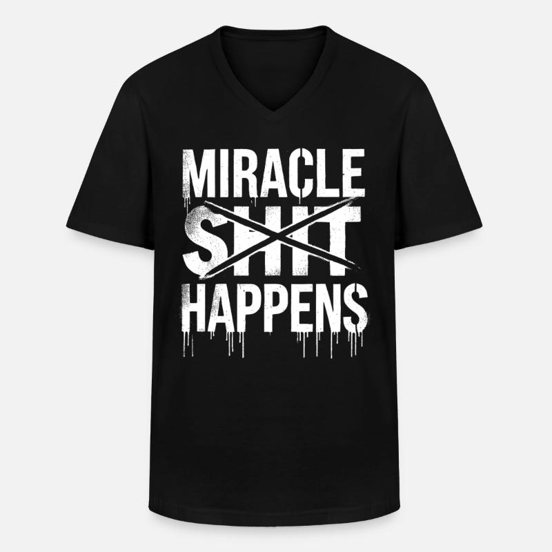 Miracle Shift Happen Motivational Design - Männer-T-Shirt mit V-Ausschnitt - Schwarz