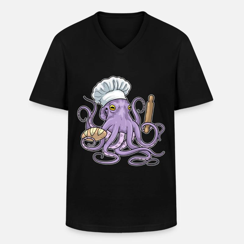 Octopus Baker Bread - Men's V-Neck T-Shirt - black