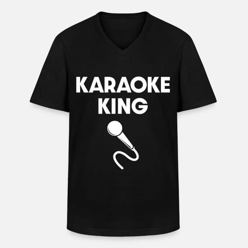 Karaoke King Mikrofon - Männer-T-Shirt mit V-Ausschnitt - Schwarz
