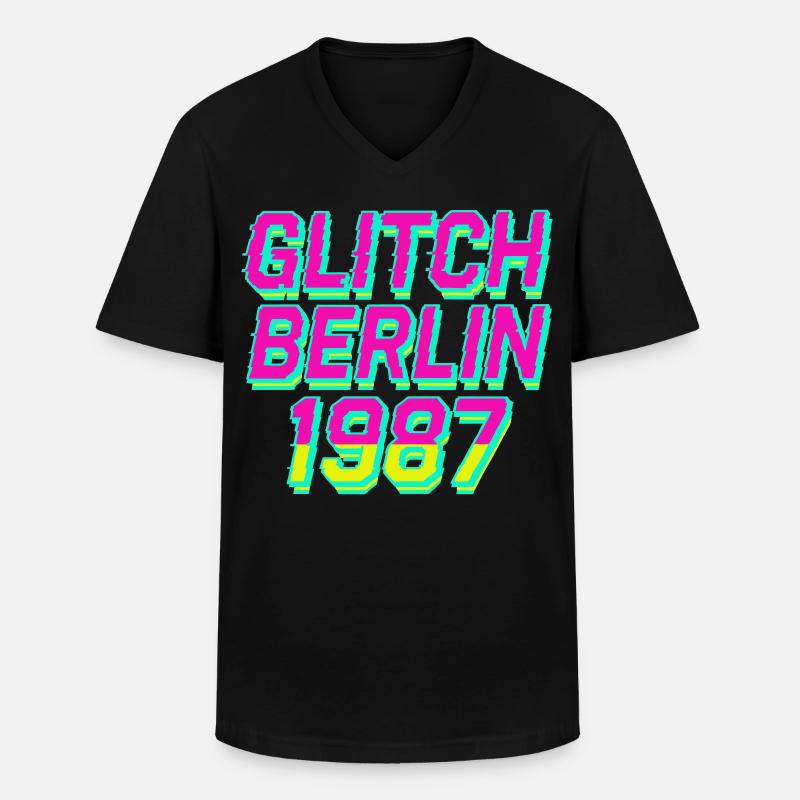 Glitch Berlin 1987 - Männer-T-Shirt mit V-Ausschnitt - Schwarz