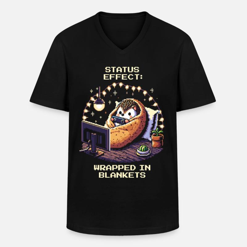 Status: Eingekuschelt in Decken - Männer-T-Shirt mit V-Ausschnitt - Schwarz
