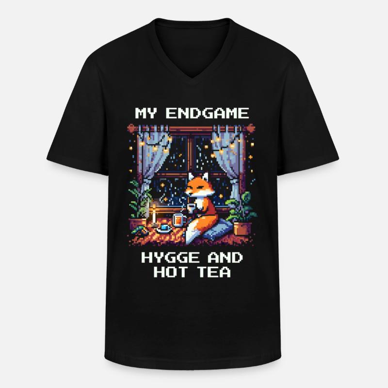 Endgame: Hygge und heißer Tee - Männer-T-Shirt mit V-Ausschnitt - Schwarz