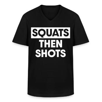 Squats then shots - Men's V-Neck T-Shirt - black - Front - AI Model Male 178 dark (178cm)