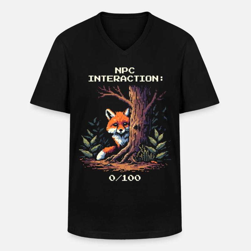 NPC Interaction: 0/100 | Introversion humor - Men's V-Neck T-Shirt - black