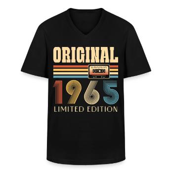 60th birthday 60 years original 1965 - Men's V-Neck T-Shirt - black - Front - AI Model Male 178 dark (178cm)