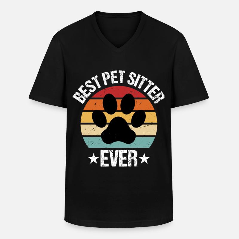 best pet sitter ever - Männer-T-Shirt mit V-Ausschnitt - Schwarz