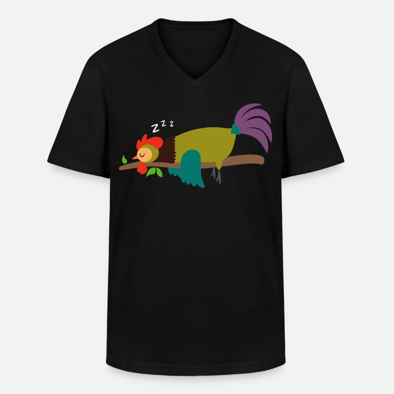 Schlafender Hahn Gockel Huhn Design Geschenk - Männer-T-Shirt mit V-Ausschnitt - Schwarz