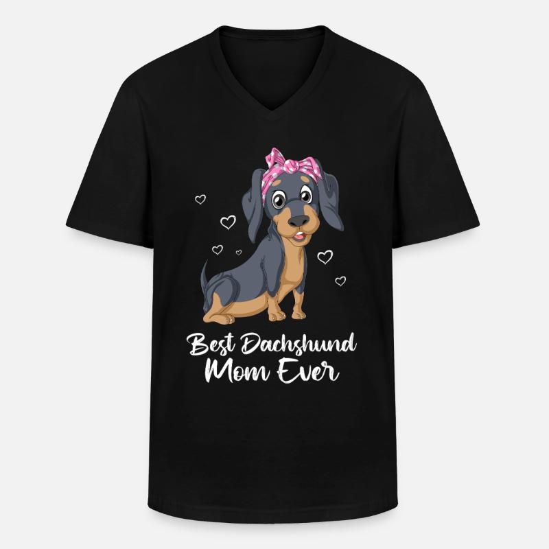 Dackel Mama - Männer-T-Shirt mit V-Ausschnitt - Schwarz