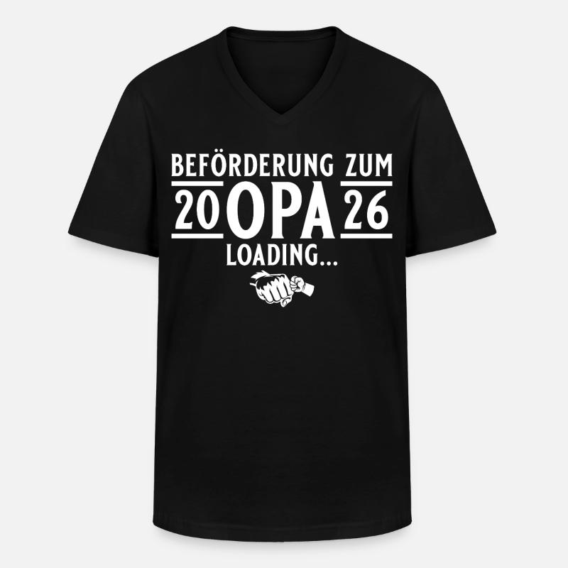 Opa 2026 loading - Werdender Großvater - Männer-T-Shirt mit V-Ausschnitt - Schwarz