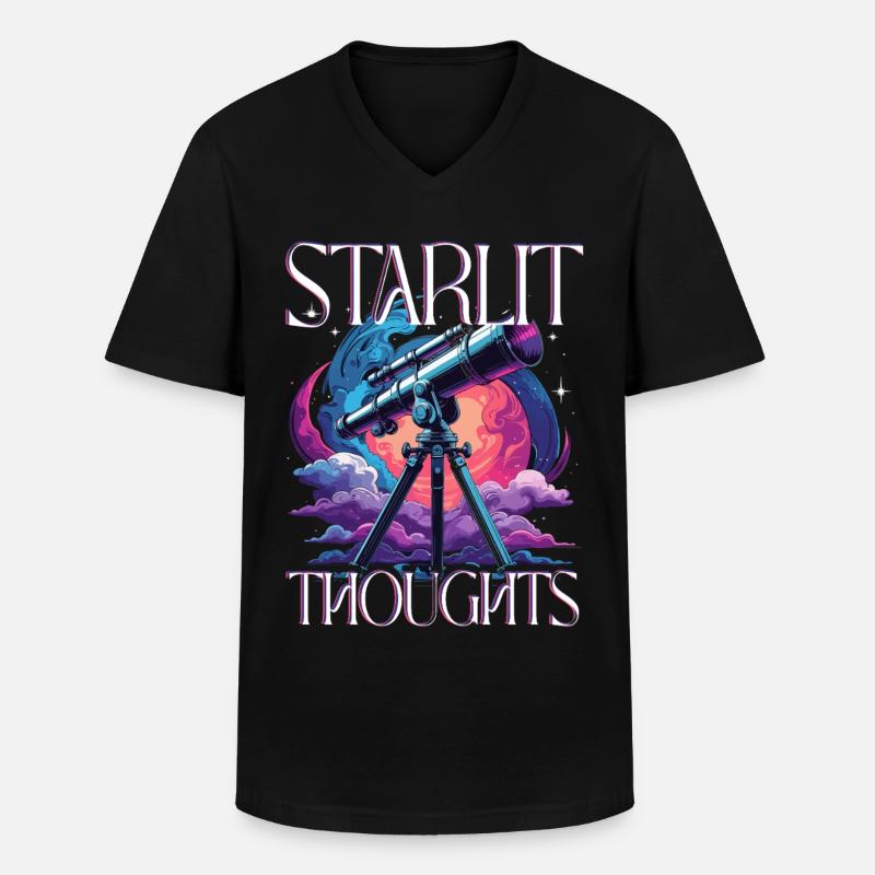 Astronom Sterngucker Stargazer Starlit Thoughts - Männer-T-Shirt mit V-Ausschnitt - Schwarz