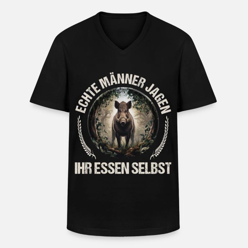 Jäger Spruch - Männer-T-Shirt mit V-Ausschnitt - Schwarz