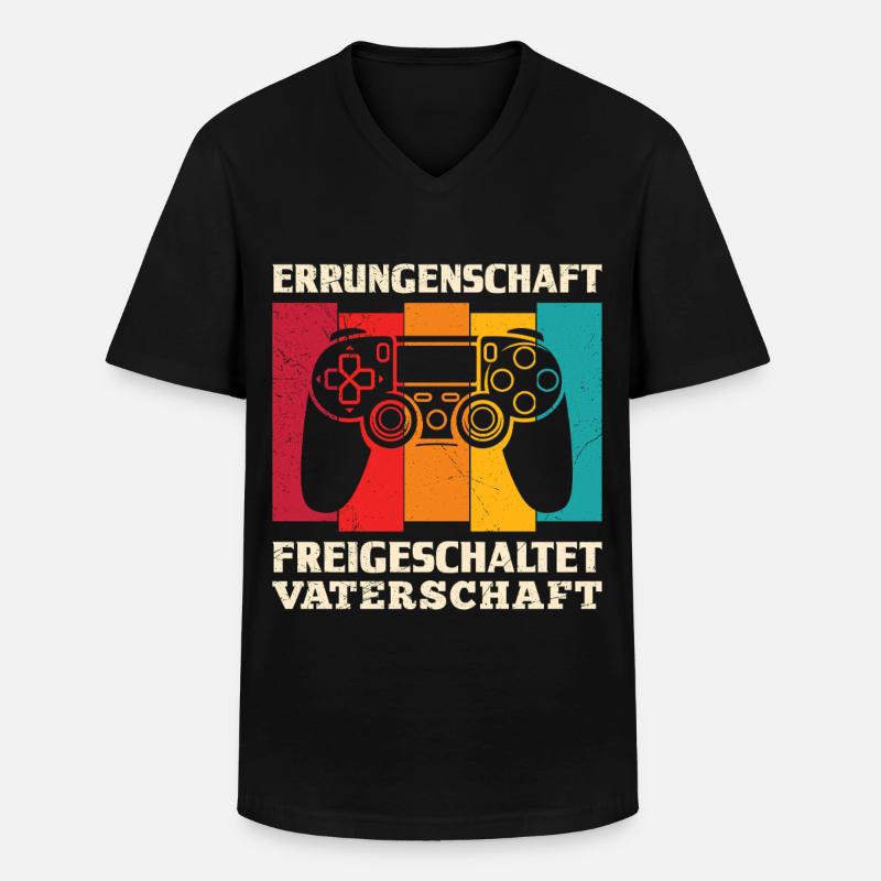 Werdender Vater ERRUNGENSCHAFT FREIGESCHALTET - Männer-T-Shirt mit V-Ausschnitt - Schwarz