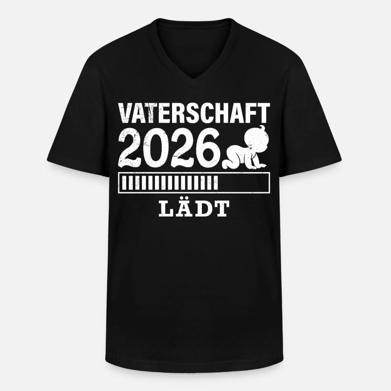 Werdender Papa VATERSCHAFT WIRD GELADEN 2026 - Männer-T-Shirt mit V-Ausschnitt - Schwarz