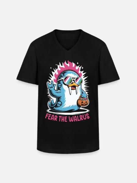 Walrus Punk Rocker Halloween - Men's V-Neck T-Shirt - black
