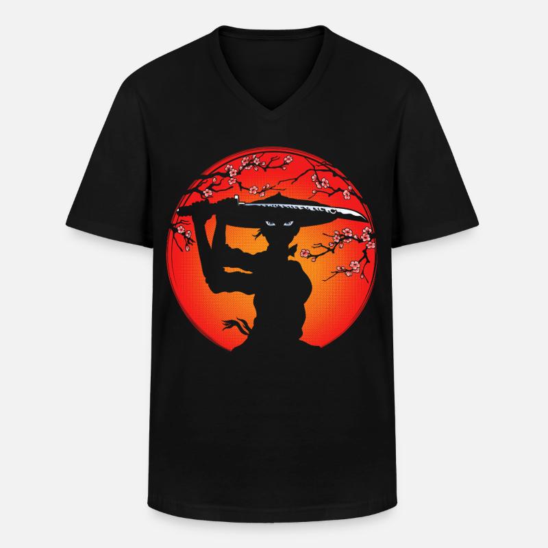 Samurai-Mädchen - Männer-T-Shirt mit V-Ausschnitt - Schwarz