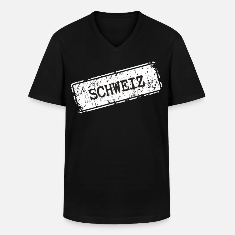 Schweiz Stempel Design - Männer-T-Shirt mit V-Ausschnitt - Schwarz