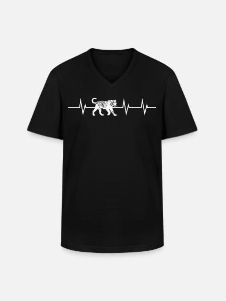Heartbeat of a Tiger - Men's V-Neck T-Shirt - black