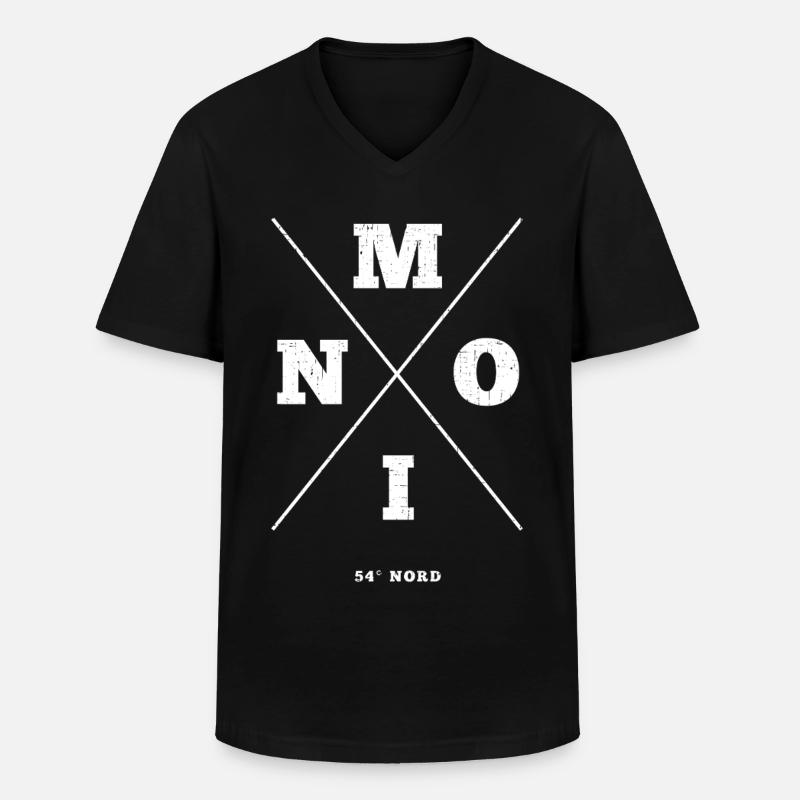 Maritimes Design mit Moin 54°Nord - Männer-T-Shirt mit V-Ausschnitt - Schwarz