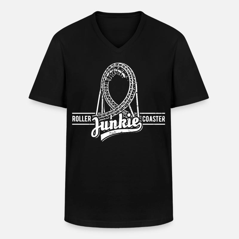 Rollercoaster Junkie - Roller Coaster - Looping - Men's V-Neck T-Shirt - black
