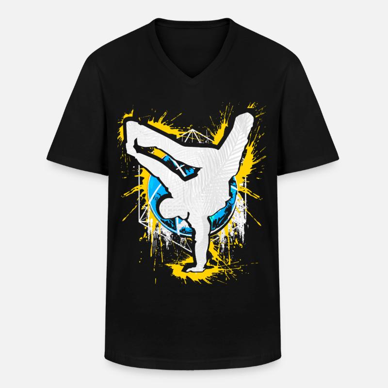 Breakdance Handstand Bboy - B-Boying Breakdancer - Men's V-Neck T-Shirt - black