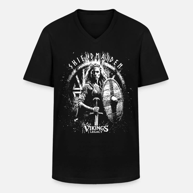 Shieldmaiden - Männer-T-Shirt mit V-Ausschnitt - Schwarz