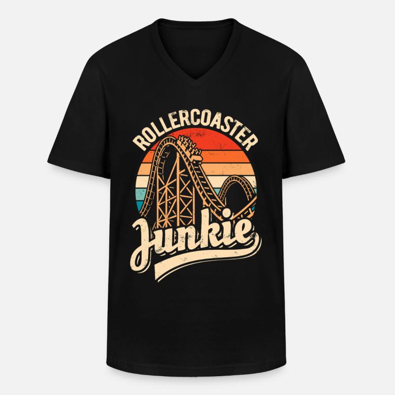 Rollercoaster Junkie - Roller Coaster - Loop - Men's V-Neck T-Shirt - black