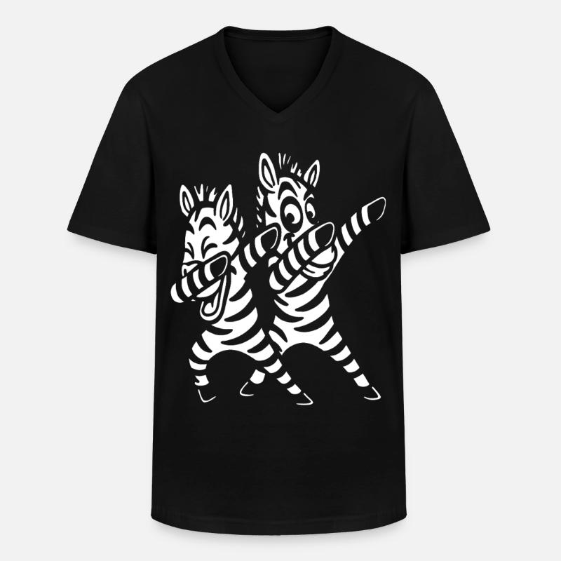 Dabbing Zebras Tanzen - Männer-T-Shirt mit V-Ausschnitt - Schwarz